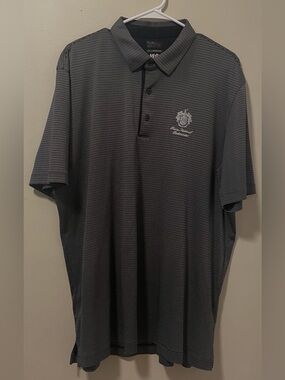 Trump National - Greg Norman Performance Stripe Golf Polo - Gray